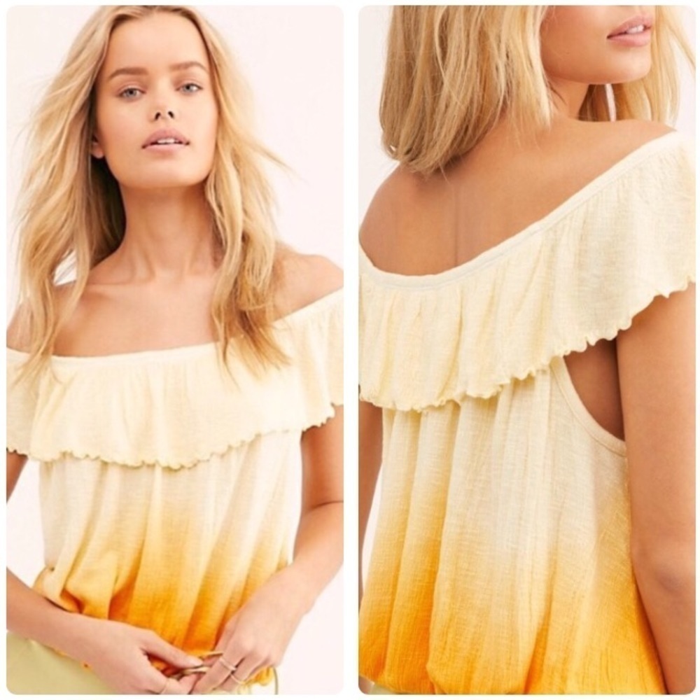 Free People Cora Lee Yellow Ombre Tee